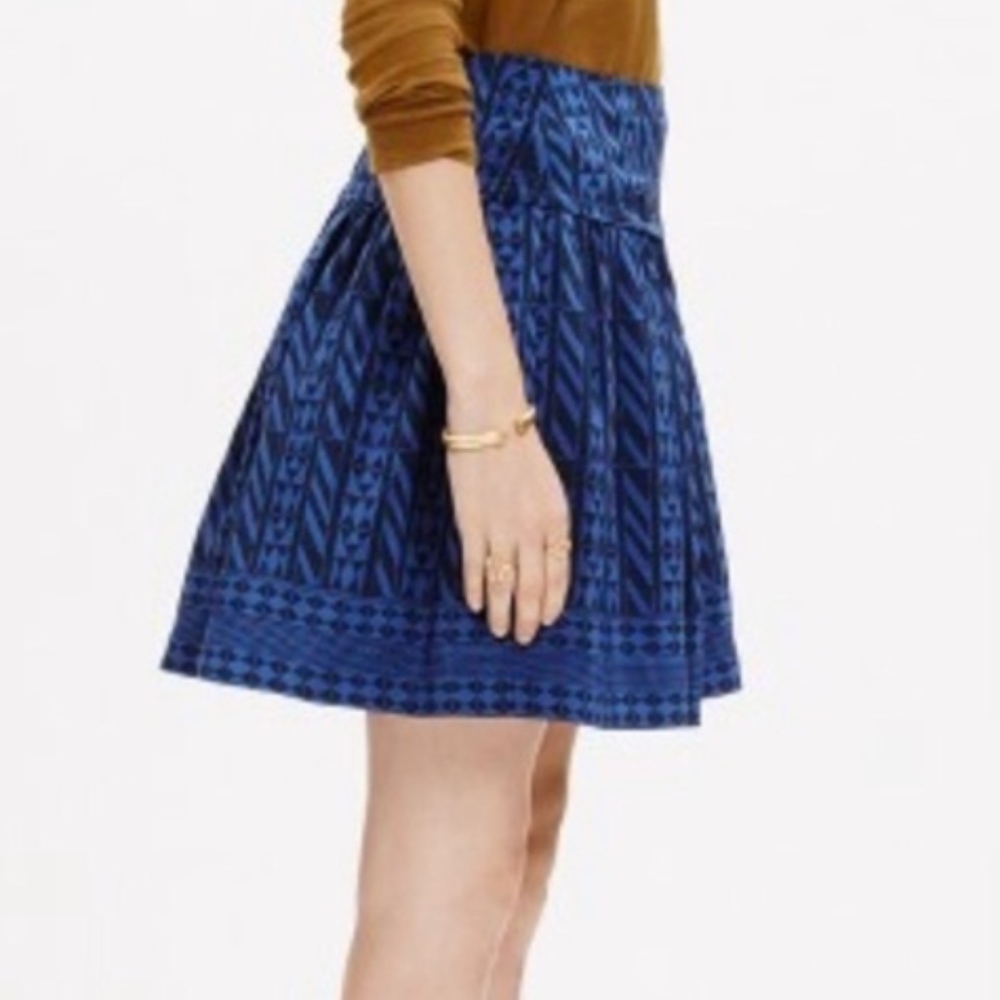 Madewell Women's Blue & Black Silk Skyline Skirt